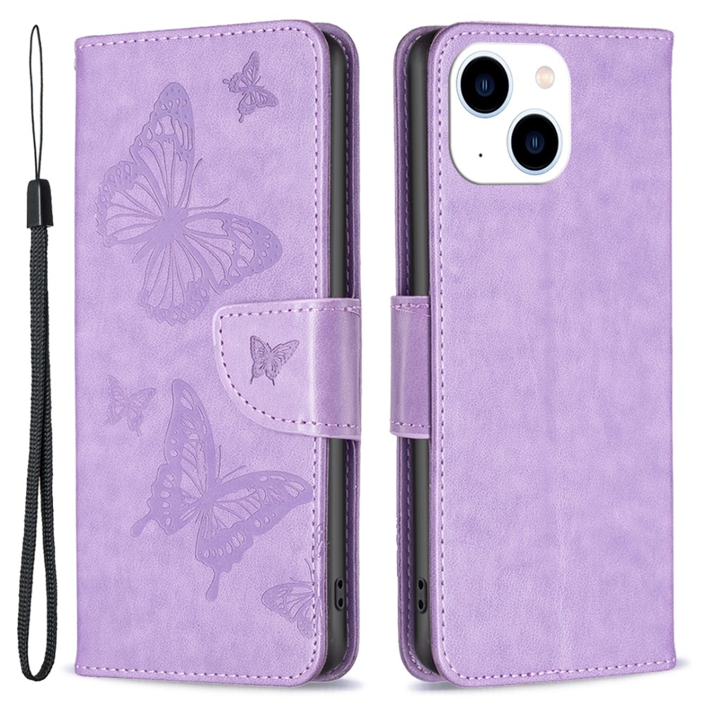 Butterfly knižkové puzdro na iPhone 15 - fialové
