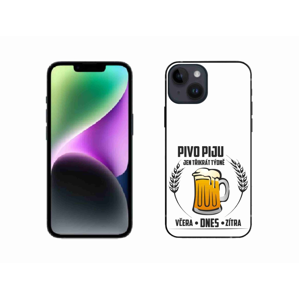 Gélový kryt mmCase na iPhone 14 - pivný motív biele pozadie
