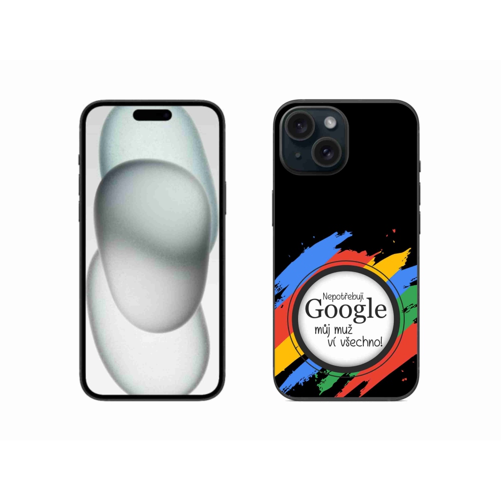 Gélový kryt mmCase na iPhone 15 - muž vie všetko čierne pozadie