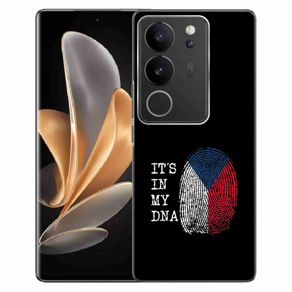 Gélový kryt mmCase na Vivo V29 5G - vlajka odtlačok prsta čierne pozadie
