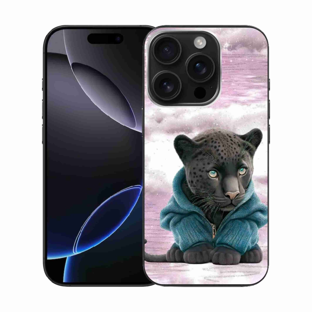 Gélový kryt mmCase na iPhone 16 Pro - čierny panter vo svetri