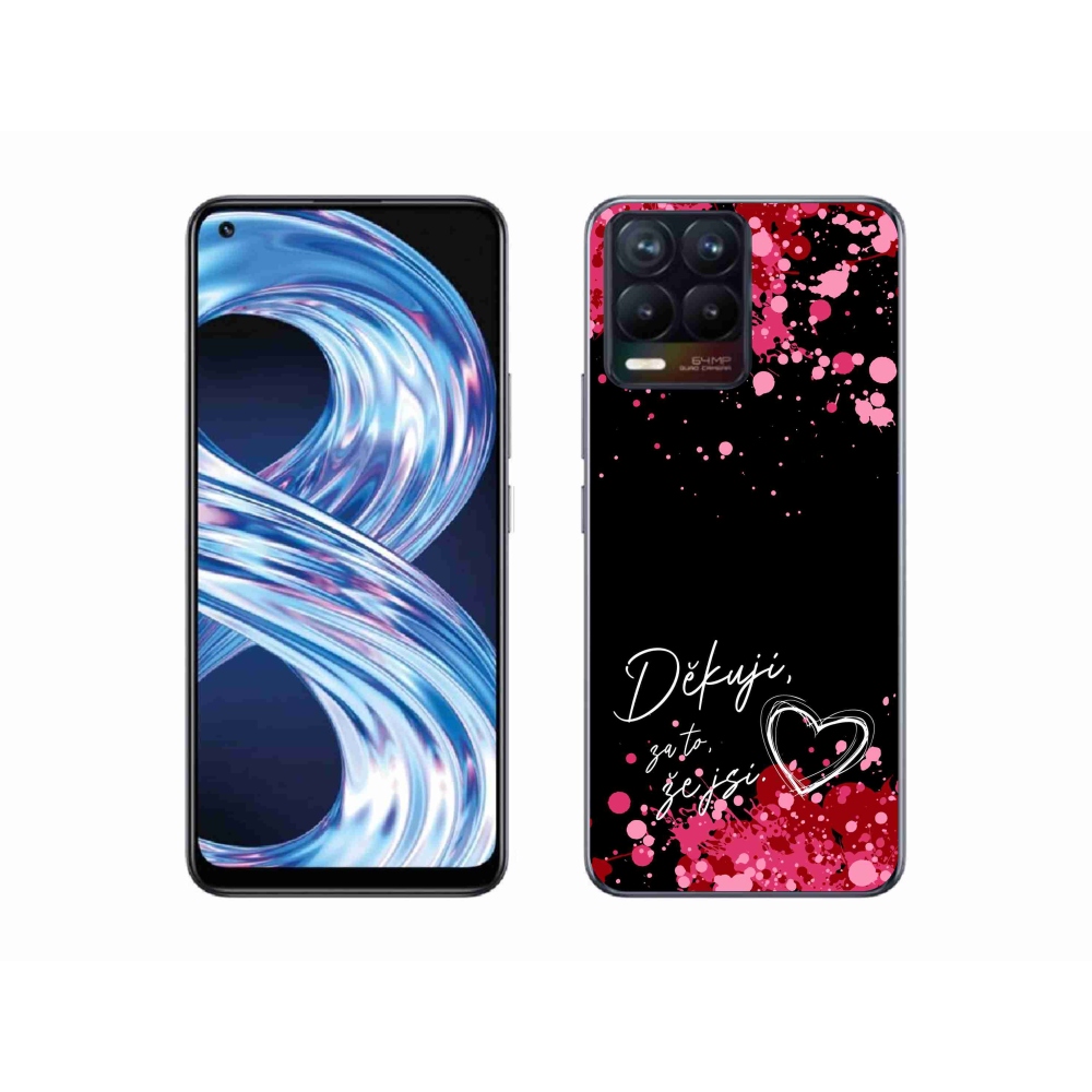 Gélový kryt mmCase na Realme 8 4G - zamilovaný text 2 čierne pozadie