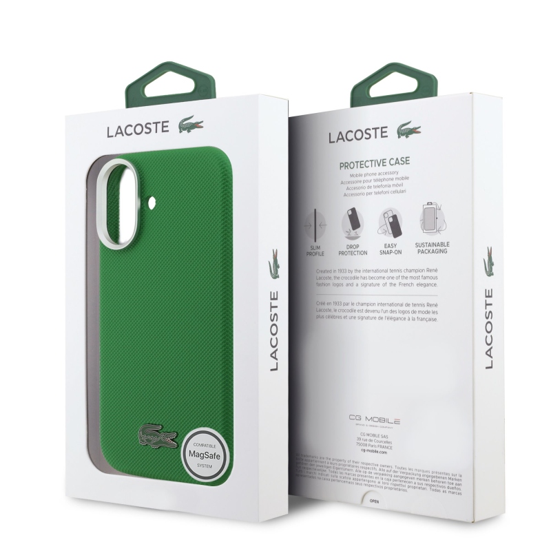 Lacoste Iconic Petit Pique Metal Logo MagSafe Zadný Kryt pre iPhone 17 Green