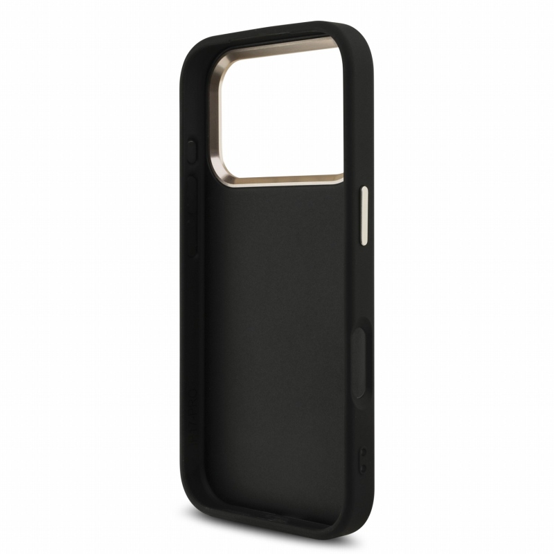 Guess PU 4G Metal Logo Strap – zadný kryt pre iPhone 18 Pro, čierny