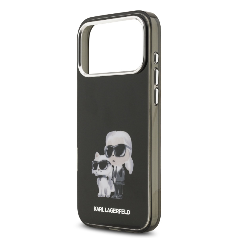 Karl Lagerfeld IML Aquarelle Karl and Choupette Zadný kryt pre iPhone 17 Pro Black