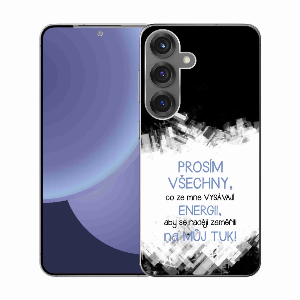 Gélový kryt mmCase na Samsung Galaxy S25 - vtipný text 1 modrý