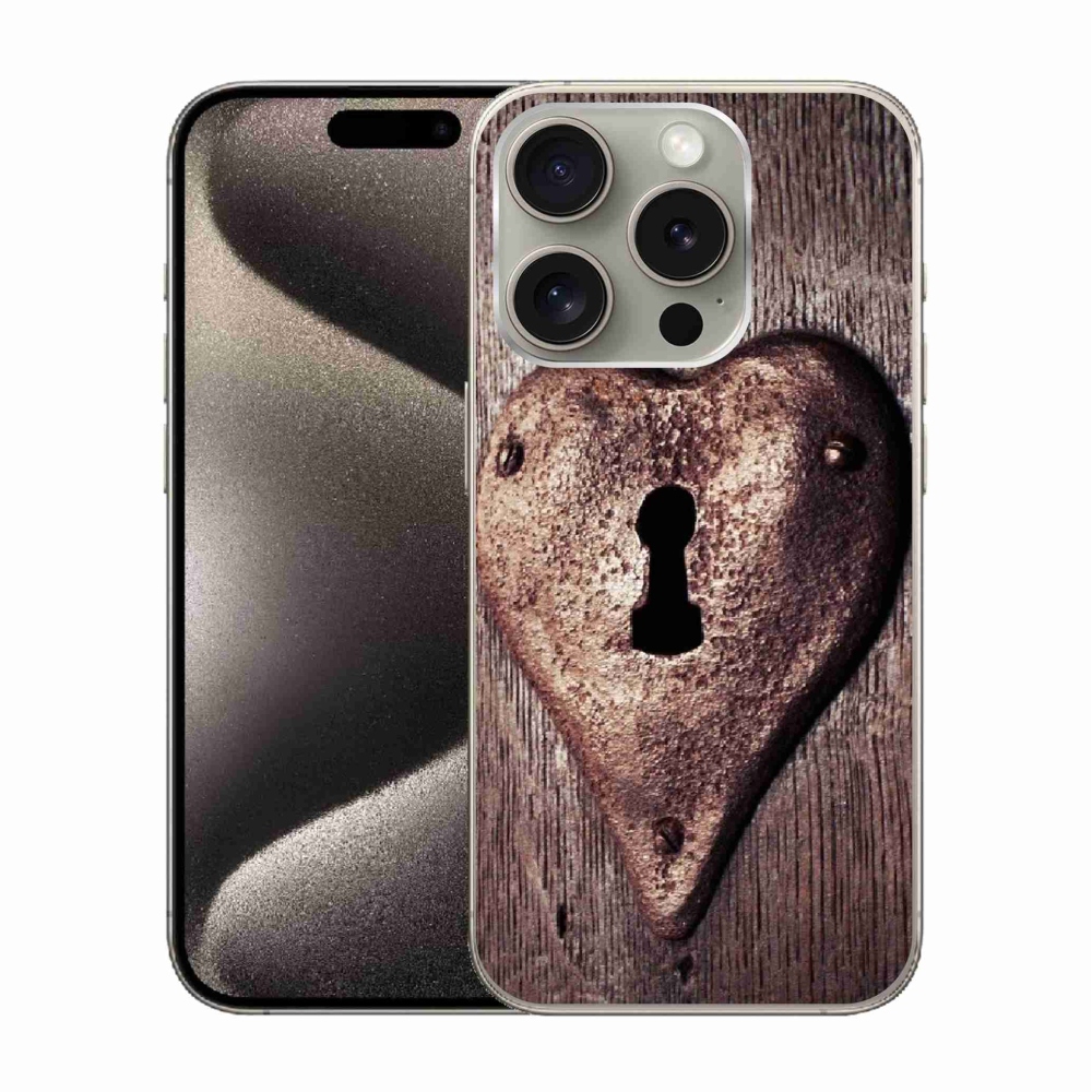 Gélový kryt mmCase na iPhone 15 Pro - zámok v tvare srdca