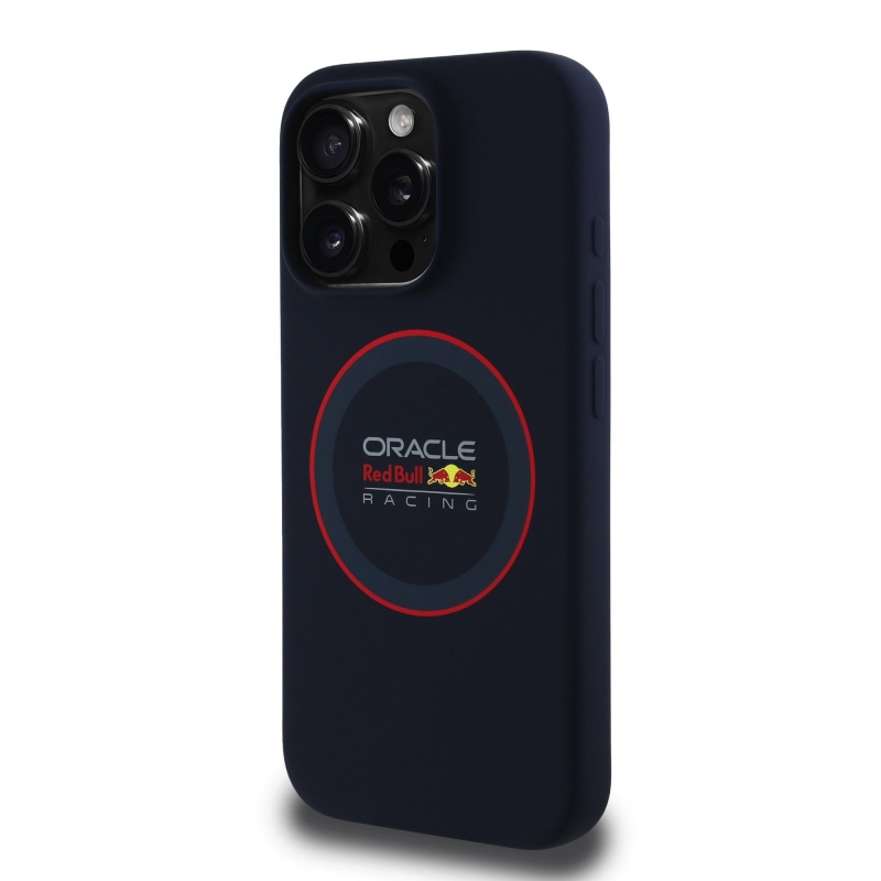 Red Bull Silicone Red Ring MagSafe Zadný Kryt pre iPhone 15 Pro Navy