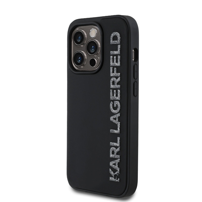 Zadný kryt Karl Lagerfeld 3D Rubber Glitter Logo pre iPhone 13 Pro Black