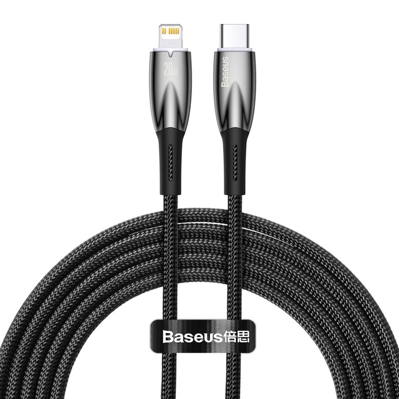 Baseus Glimmer Series Fast Charging Dátový Kábel USB-C - Lightning 20W 2m Black