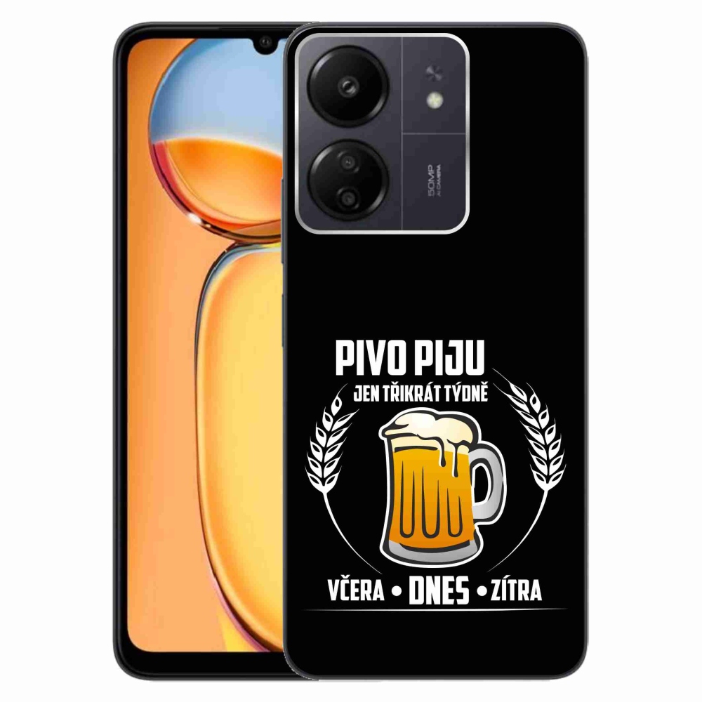 Gélový kryt mmCase na Xiaomi Poco C65/Redmi 13C - pivný motív čierne pozadie