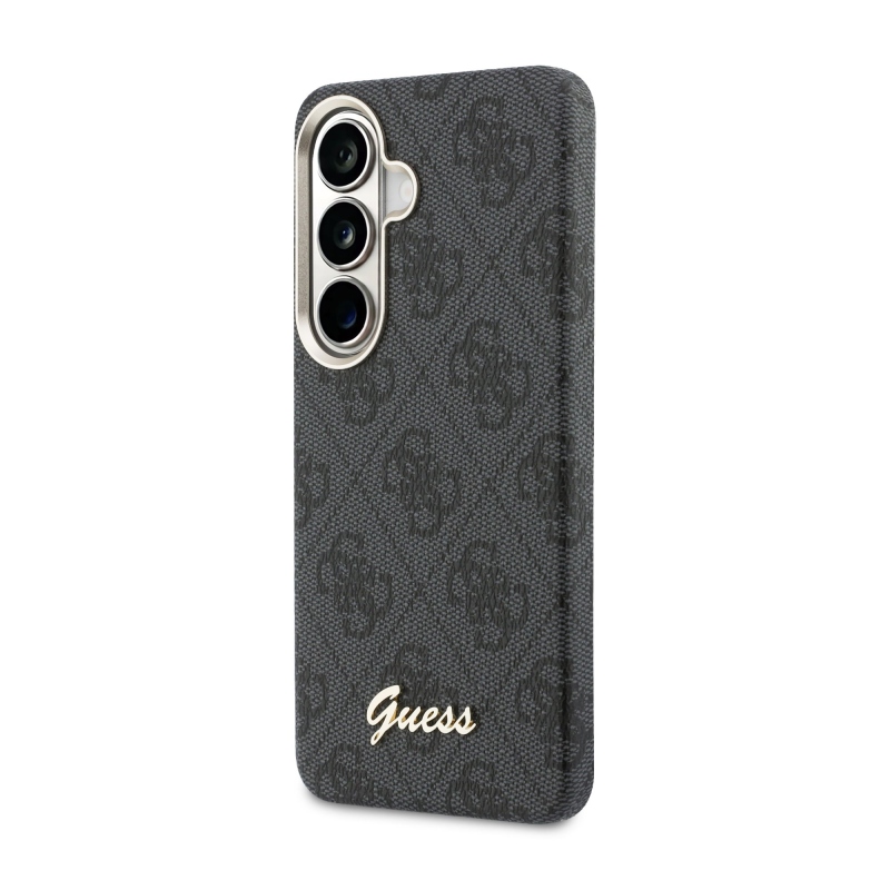 Guess PU 4G Script Metal Logo Magnetic Back Cover pre Samsung Galaxy S26 Black