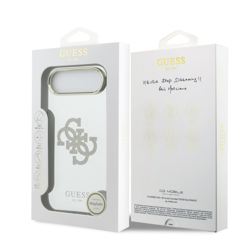 Guess PC/TPU Mirror 4G Glitter Logo MagSafe zadný kryt pre iPhone Air Gold