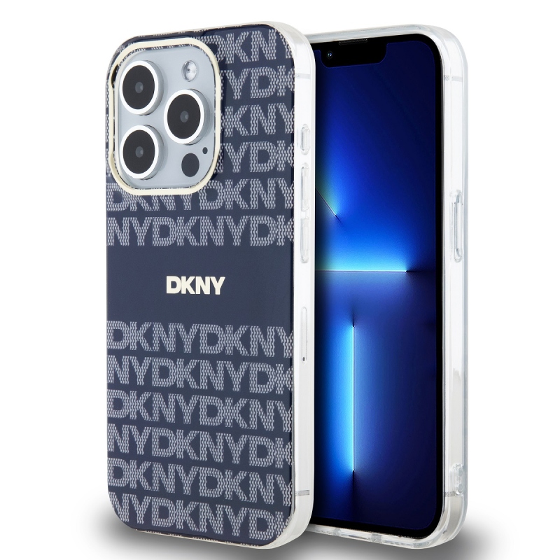 DKNY PC/TPU Repeat Pattern Tonal Stripe Magsafe Zadný Kryt pre iPhone 15 Pro Blue