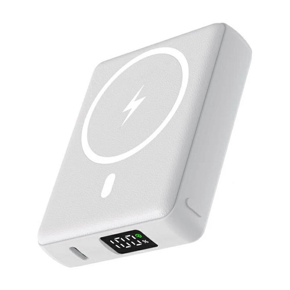 E42A Magnetická powerbanka 10000 mAh s bezdrôtovým nabíjaním - biela