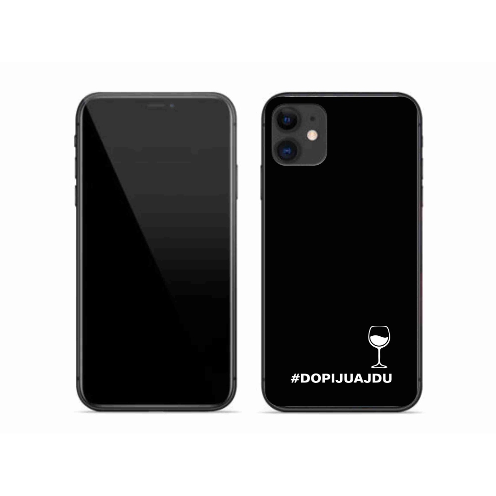 Gélový kryt mmCase na iPhone 11 - vínny motív čierne pozadie