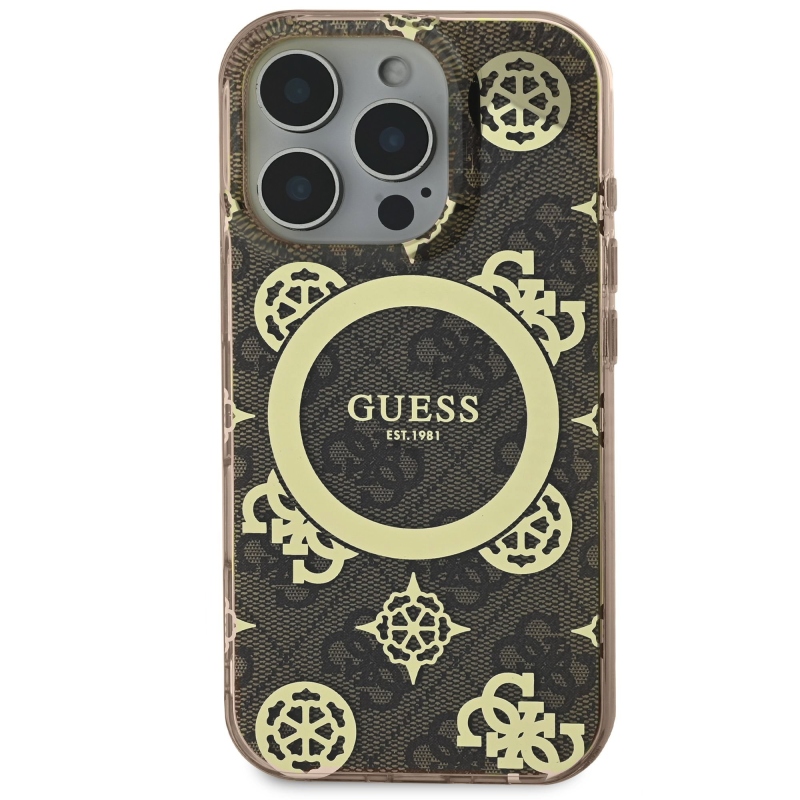 Guess IML 4G Peony MagSafe Zadný Kryt pre iPhone 16 Pro Brown