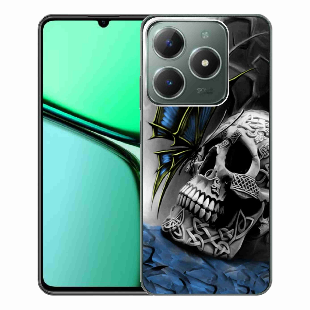 Gélový kryt mmCase na Realme C61 - motýľ a lebka