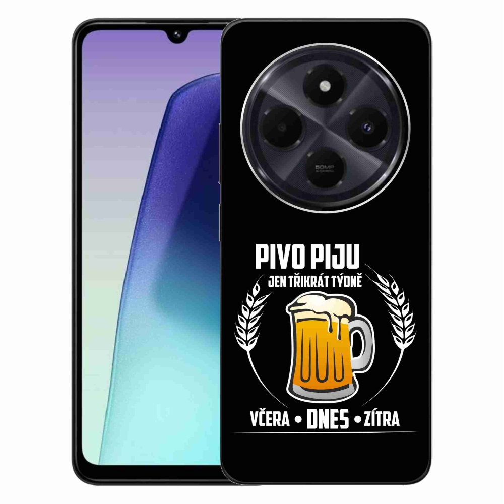 Gélový kryt mmCase na Xiaomi Redmi 14C/Poco C75 - pivný motív čierne pozadie