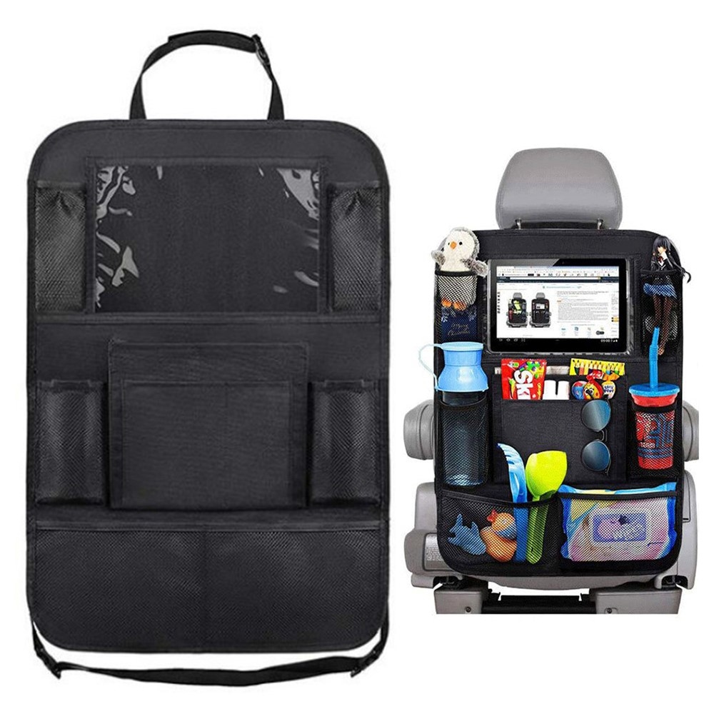Praktický organizér na zadné sedadlo auta s vreckami a držiakom na tablet