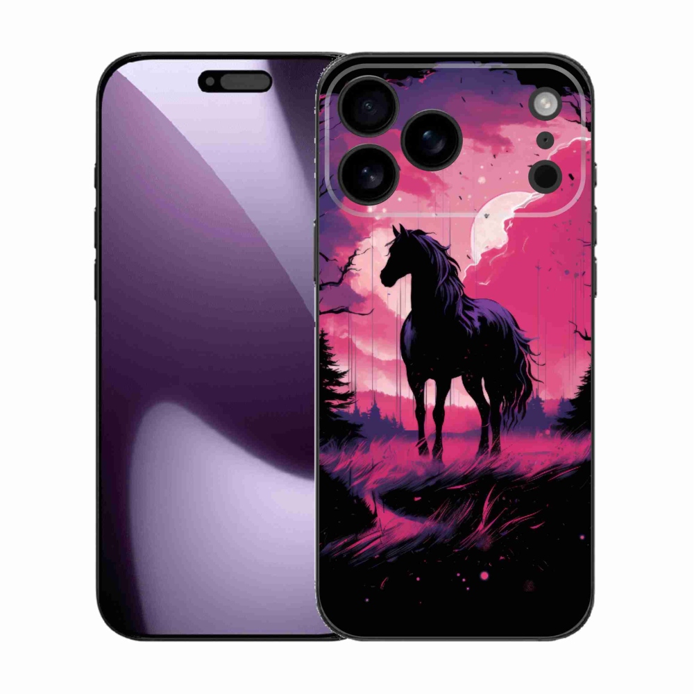 Gélový kryt mmCase na iPhone 17 Pro Max - čierny kreslený kôň 1