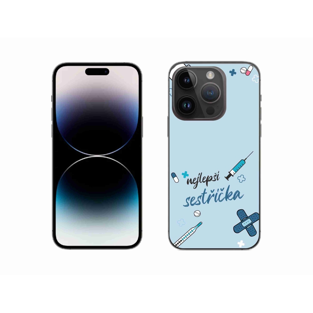 Gélový kryt mmCase na iPhone 14 Pro 6.1 - najlepšia sestrička modré pozadie