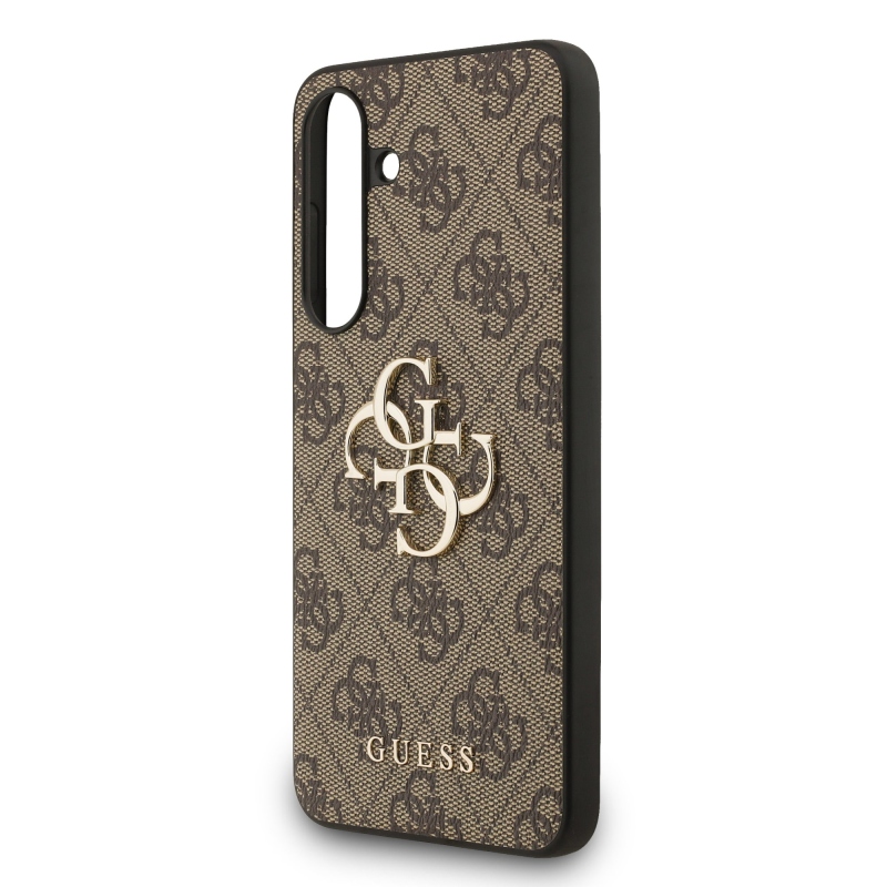 Guess PU 4G Metal Logo Zadný Kryt pre Samsung Galaxy S25 FE Brown