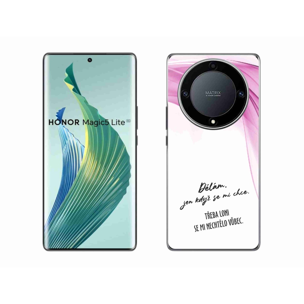 Gélový kryt mmCase na Honor Magic 5 Lite 5G - vtipný text 12 biele pozadie