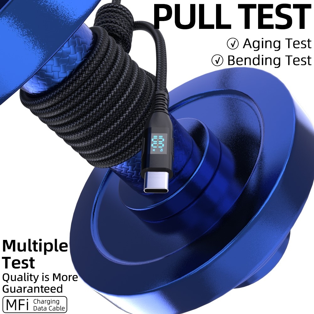 Nylonový kábel USB-C / USB-C s displejom 1m 100W - čierny