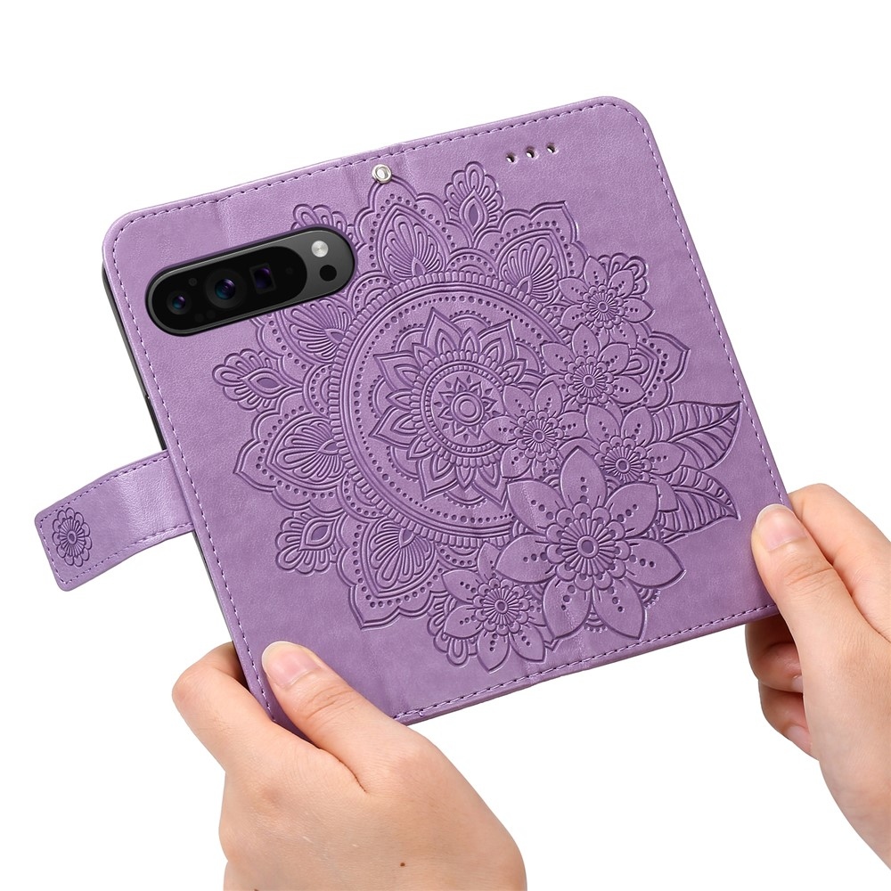 Mandala knižkové puzdro na Google Pixel 10 Pro XL/Pixel 9 Pro XL - fialové