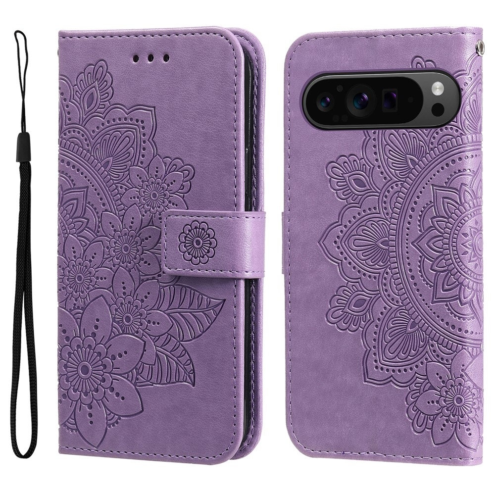 Mandala knižkové puzdro na Google Pixel 10 Pro XL/Pixel 9 Pro XL - fialové