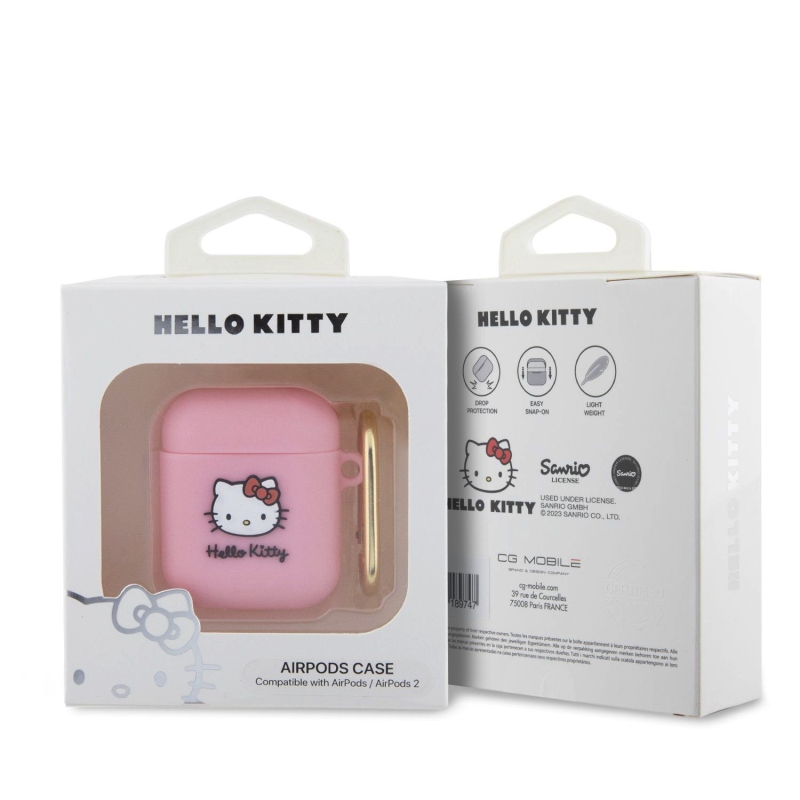 Hello Kitty Liquid Silicone 3D Kitty Head Logo Puzdro pre AirPods 1/2 Pink