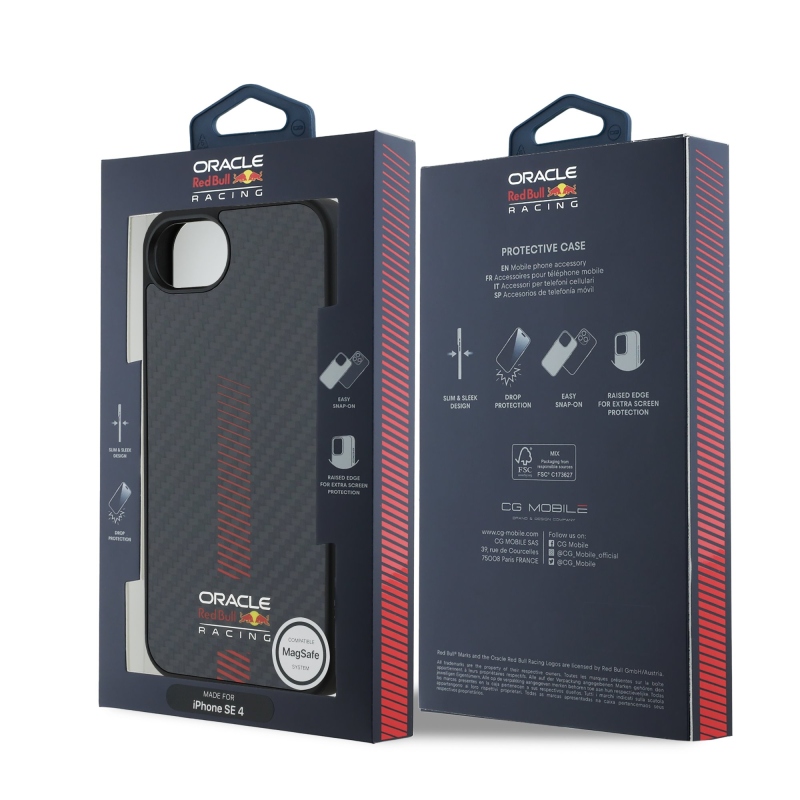 Red Bull Carbon Powerbar MagSafe Zadný Kryt pre iPhone 16e Black