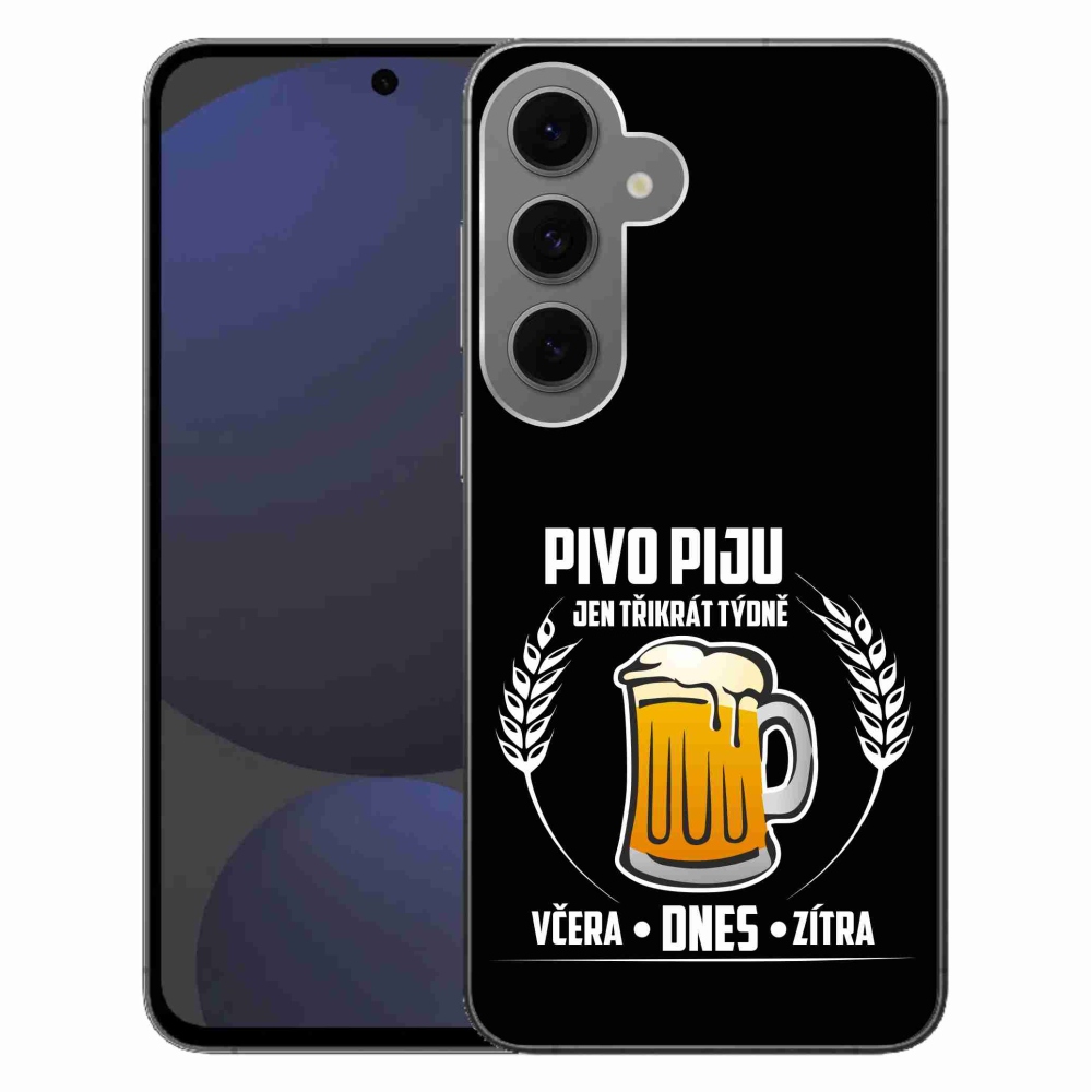 Gélový kryt mmCase na Samsung Galaxy S24 FE - pivný motív čierne pozadie