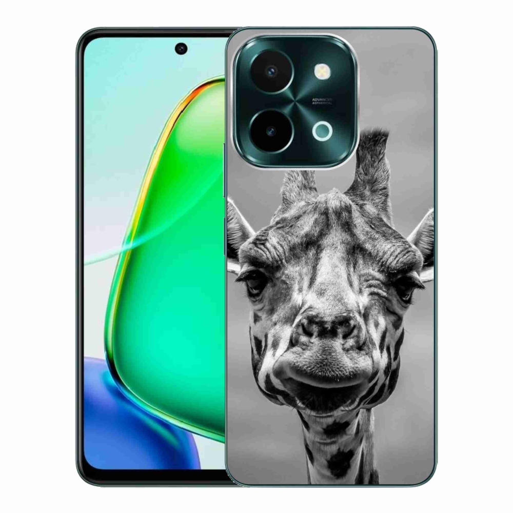 Gélový kryt mmCase na Vivo Y28 - čiernobiela žirafa