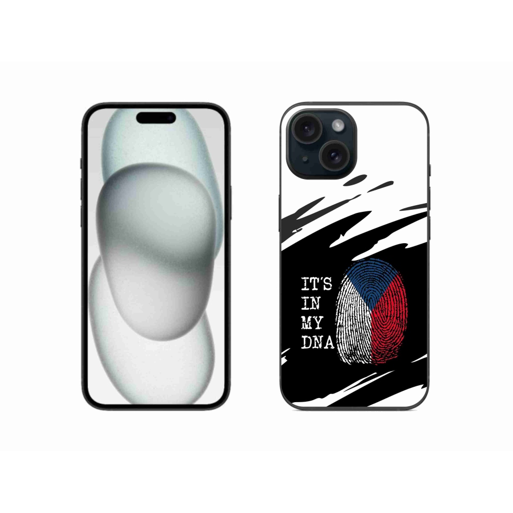 Gélový kryt mmCase na iPhone 15 - vlajka odtlačok prsta čiernobiele pozadie