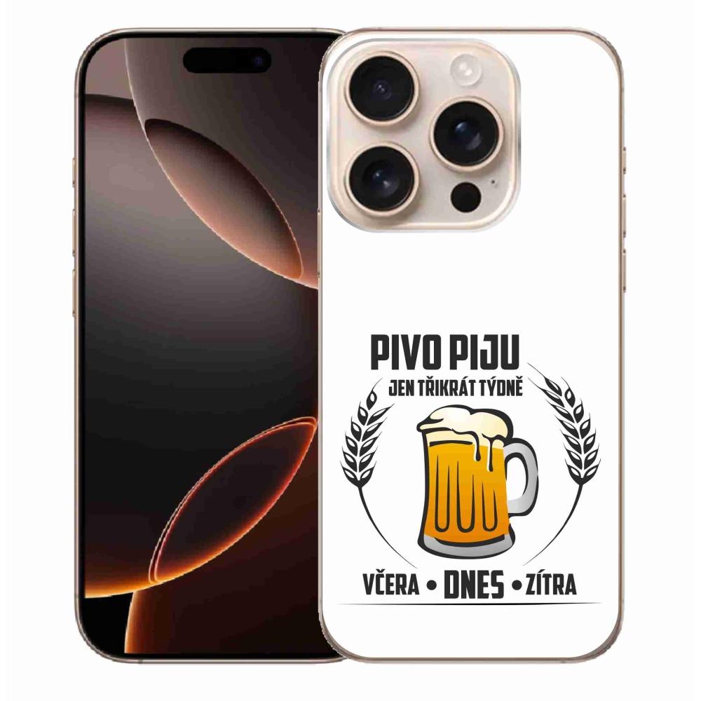 Gélový kryt mmCase na iPhone 16 Pro Max - pivný motív biele pozadie