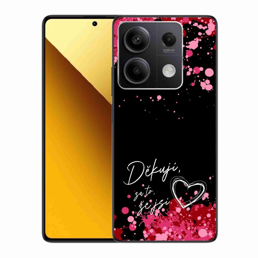 Gélový kryt mmCase na Xiaomi Redmi Note 13 5G - zamilovaný text 2 čierne pozadie