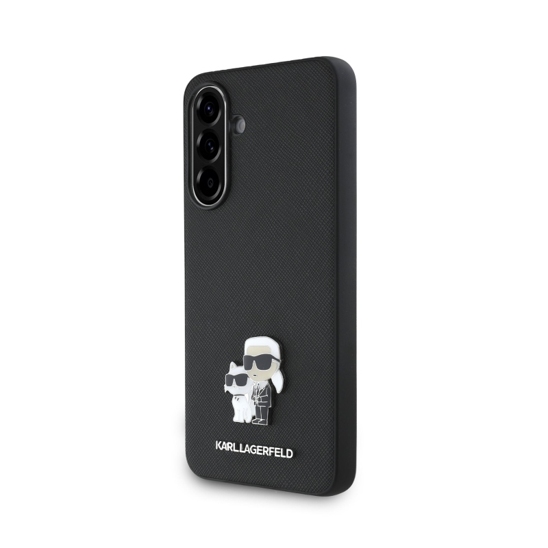 Karl Lagerfeld PU Saffiano Metal Karl and Choupette Zadný Kryt pre Samsung Galaxy A56 Black
