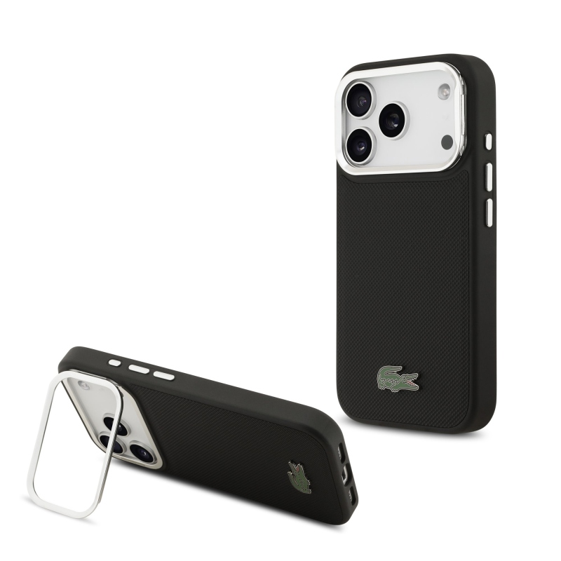 Lacoste Iconic Petit Pique Camera Stand MagSafe zadný kryt pre iPhone 17 Pro Black