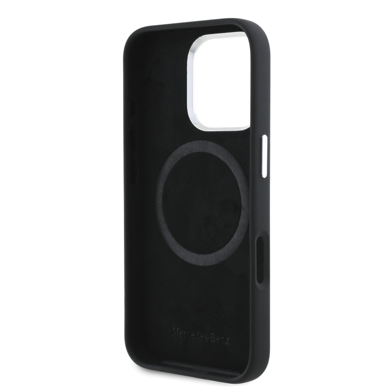 Mercedes Liquid Silicon Stripes Pattern MagSafe Zadný Kryt pre iPhone 16 Pro Black