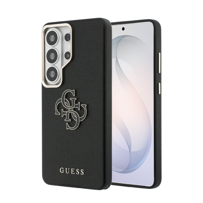 Guess PU 4G Resin Metal Logo Zadný kryt pre Samsung Galaxy S26 Ultra Black