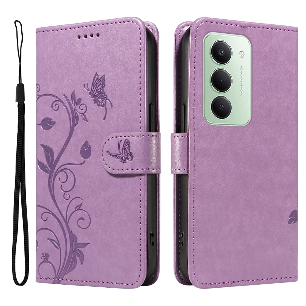 Flowery knižkové puzdro na Xiaomi Redmi 15 4G (171mm) - svetlofialové