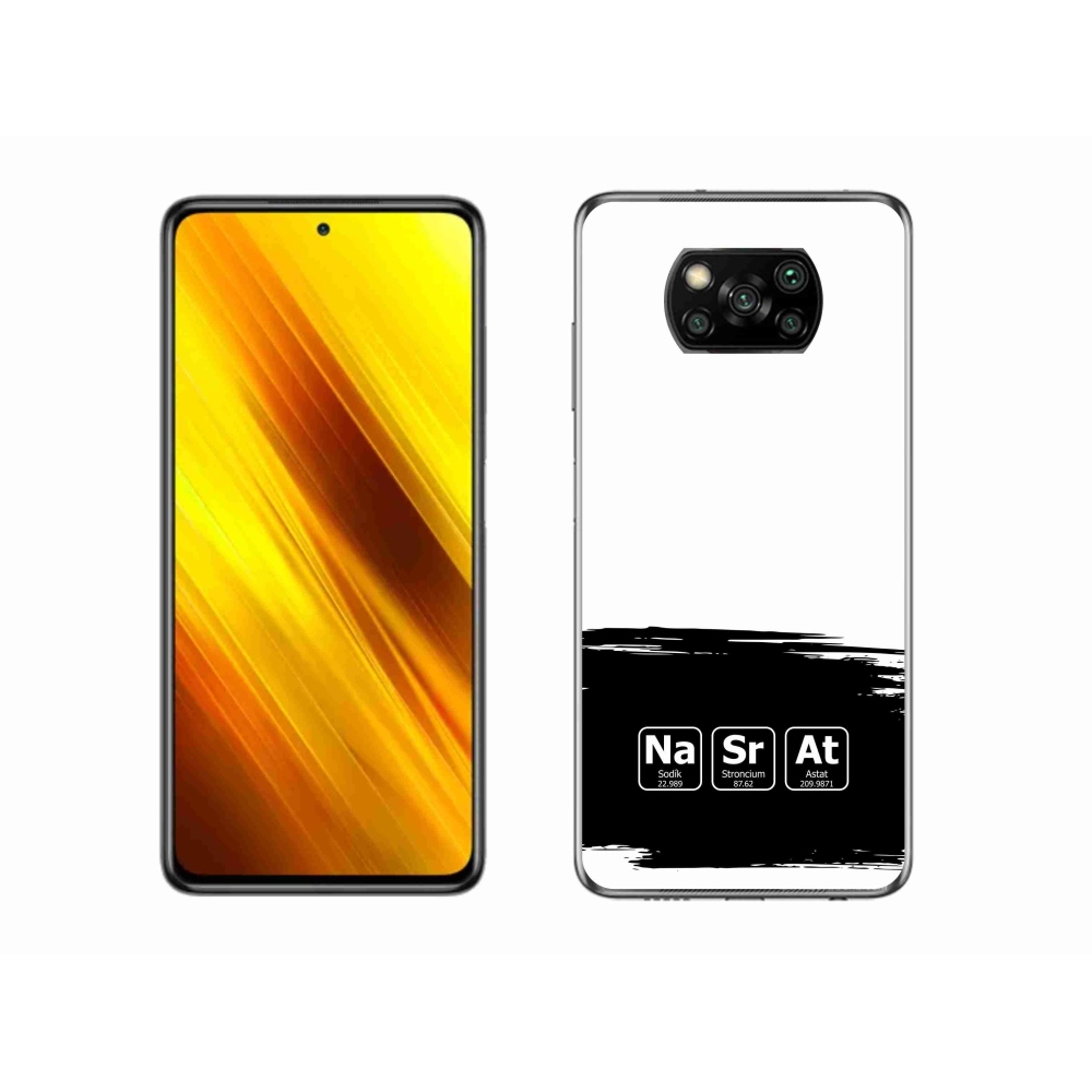 Gélový kryt mmCase na Xiaomi Poco X3 Pro - chemické prvky čiernobiele pozadie
