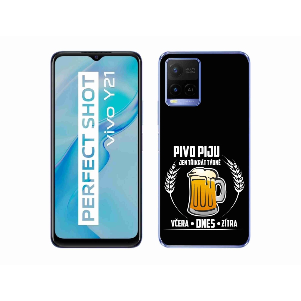 Gélový kryt mmCase na Vivo Y21/Y21s/Y33s - pivný motív čierne pozadie