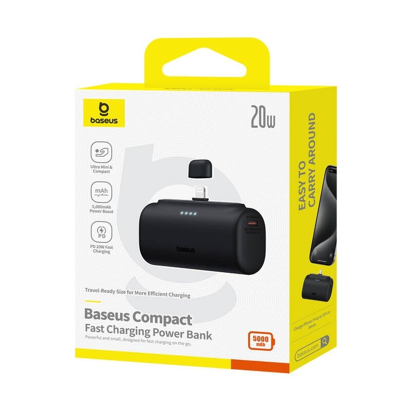 Baseus Compact (IP Edition) 20W rýchle nabíjanie USB-C Powerbank 5000mAh Cluster Black