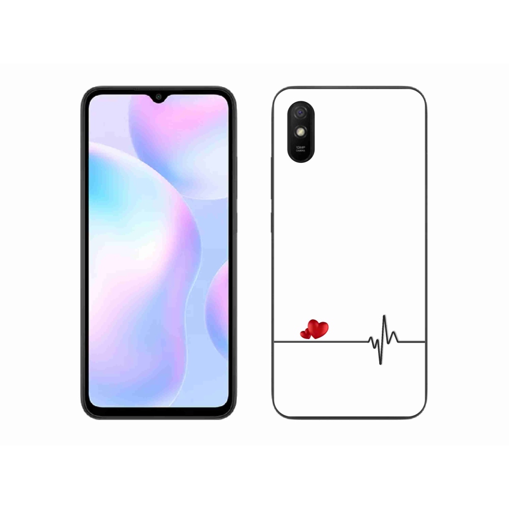 Gélový kryt mmCase na Xiaomi Redmi 9AT - srdce a tep biele pozadie