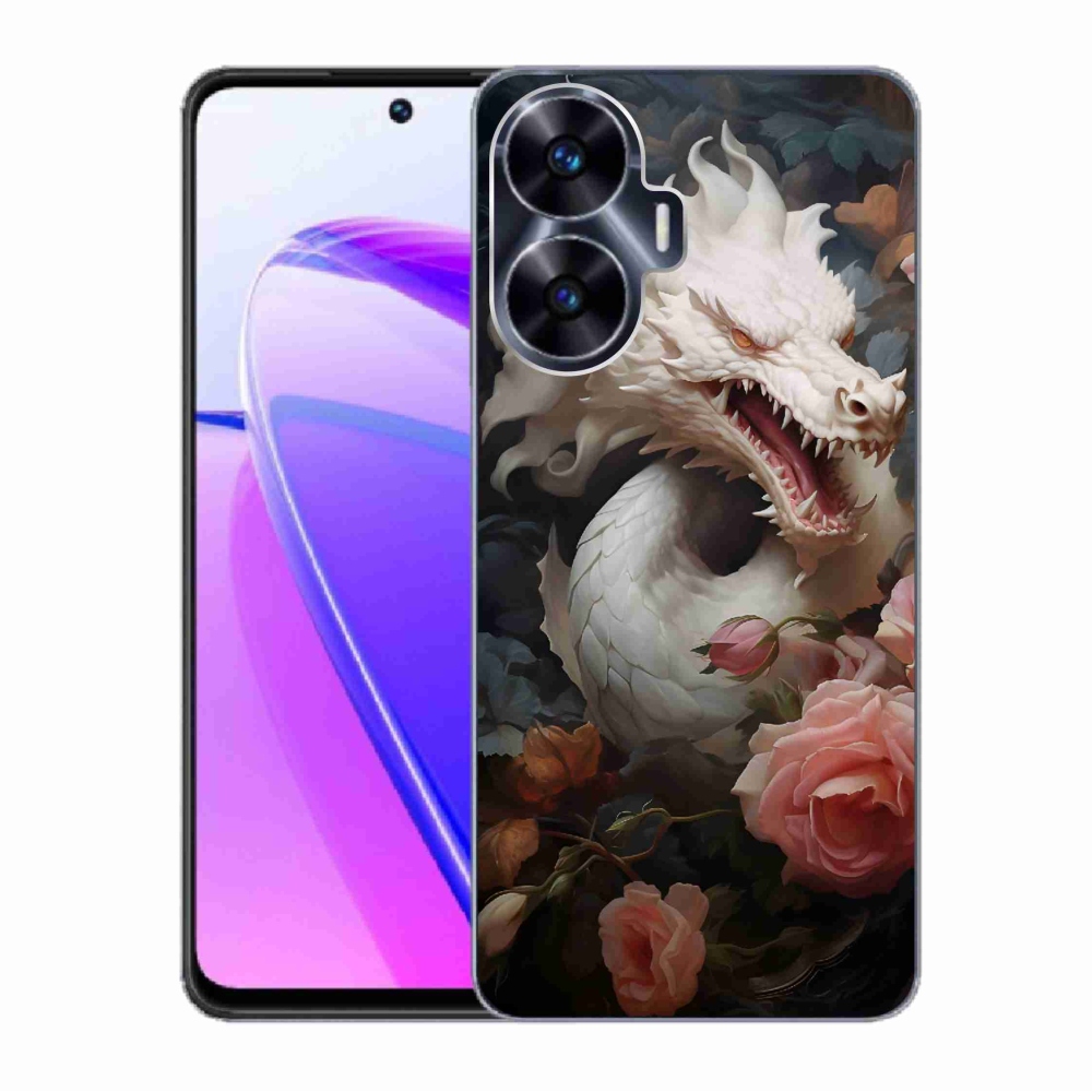 Gélový kryt mmCase na Realme C55 - biely drak