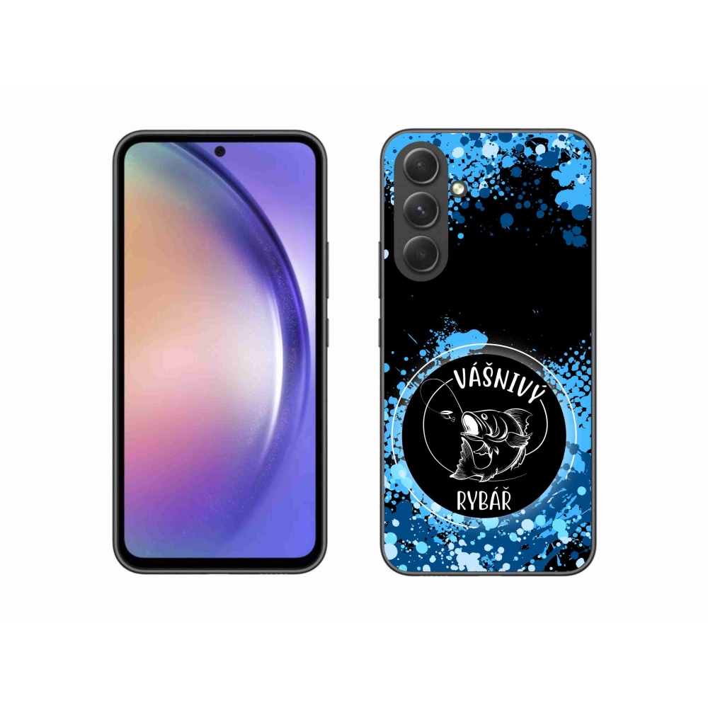 Gélový kryt mmCase na Samsung Galaxy A54 5G - vášnivý rybár čierne pozadie