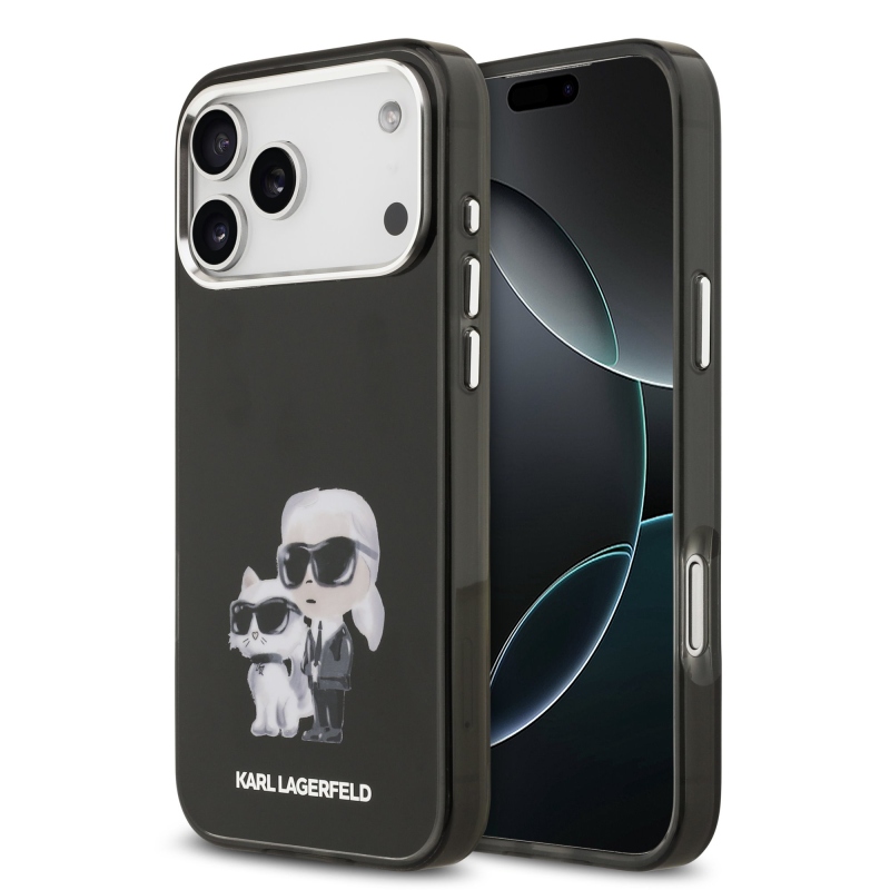 Karl Lagerfeld IML Aquarelle Karl and Choupette Zadný kryt pre iPhone 17 Pro Max Black